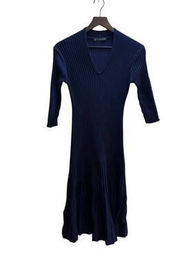 Peruvian Connection "Arielle"
Deep Blue Ribbed Knit Dress, 100% Pima Cotton